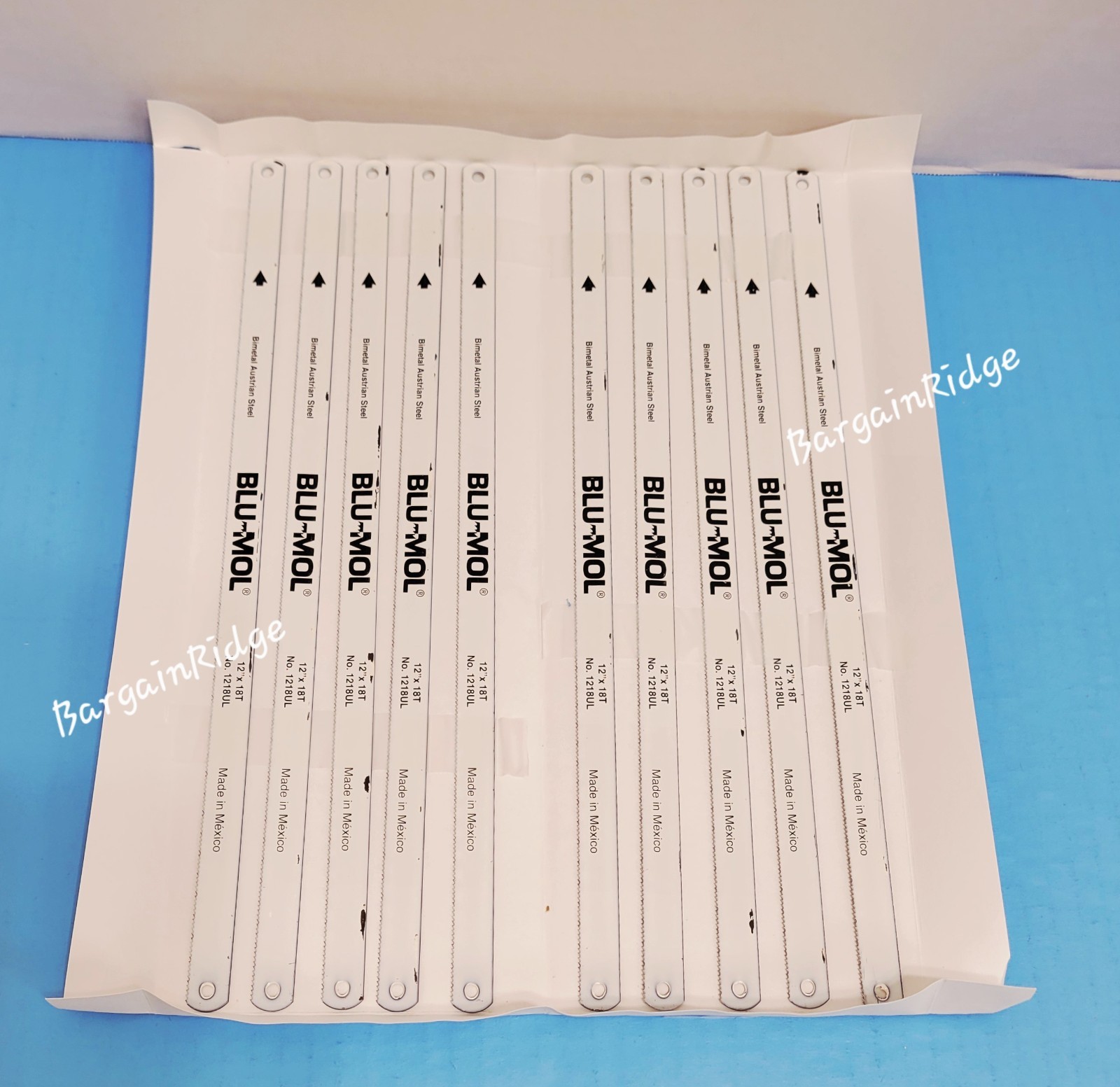 10 PK BLU-MOL HACKSAW BLADES 12" x1/2"x.025x18T Bi Metal Austrian Steel #1218UL