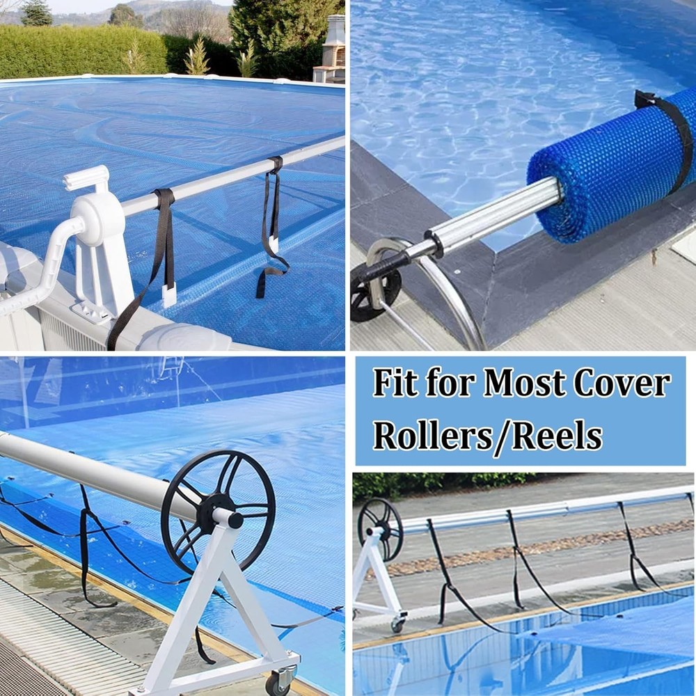 8-Pack Pool Cover Strap Kit with Hook & Loop Fasteners for 10-24ft In-Ground ...