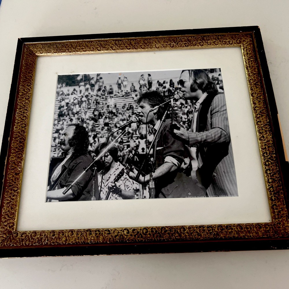 Vintage Crosby Stills Nash And Young Professionally Framed Print Memorabilia