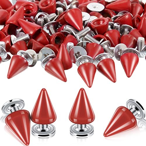 100 Sets Red Punk Metal Studs Screw Back 7x10mm