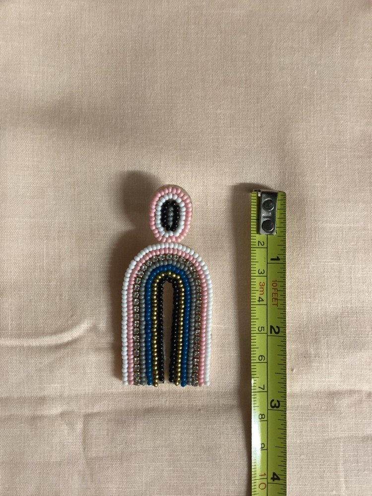 Vintage U Shape Beaded Rainbow Earrings