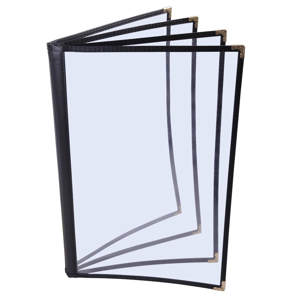 WeChef 20 Pack 8.5"x14" 4 Page 8 View Menu Covers Black Trim Restaurant Cafe