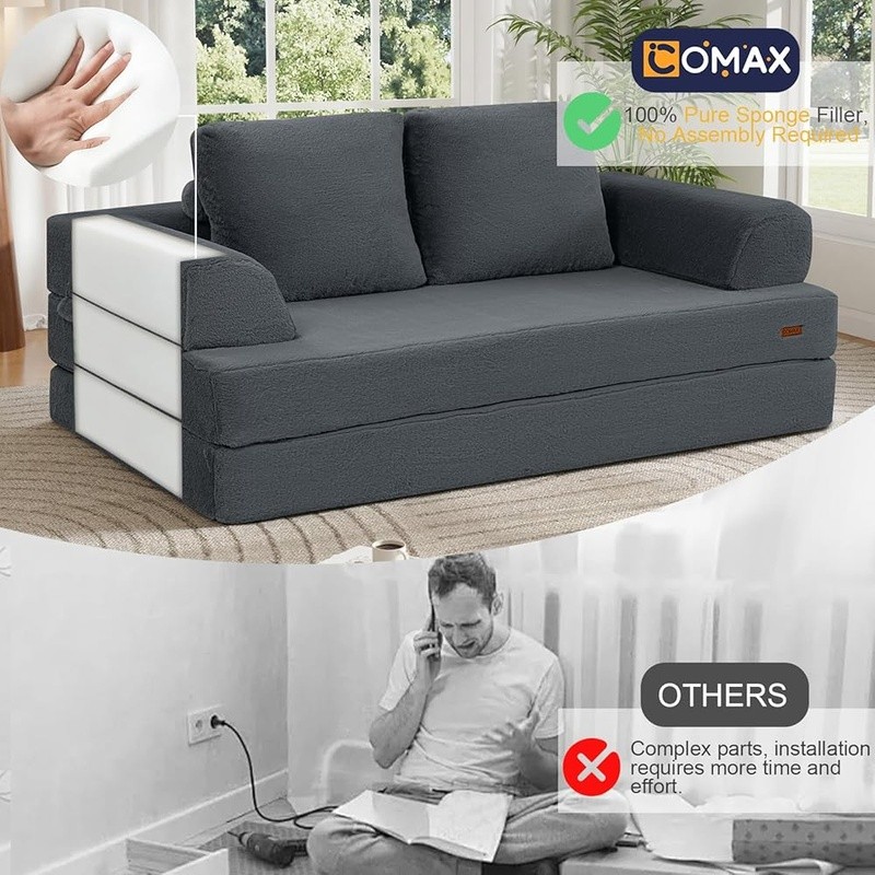 Multi-Functional Folding Sofa Bed Convertible Couch Relaxing Lounging Napping US