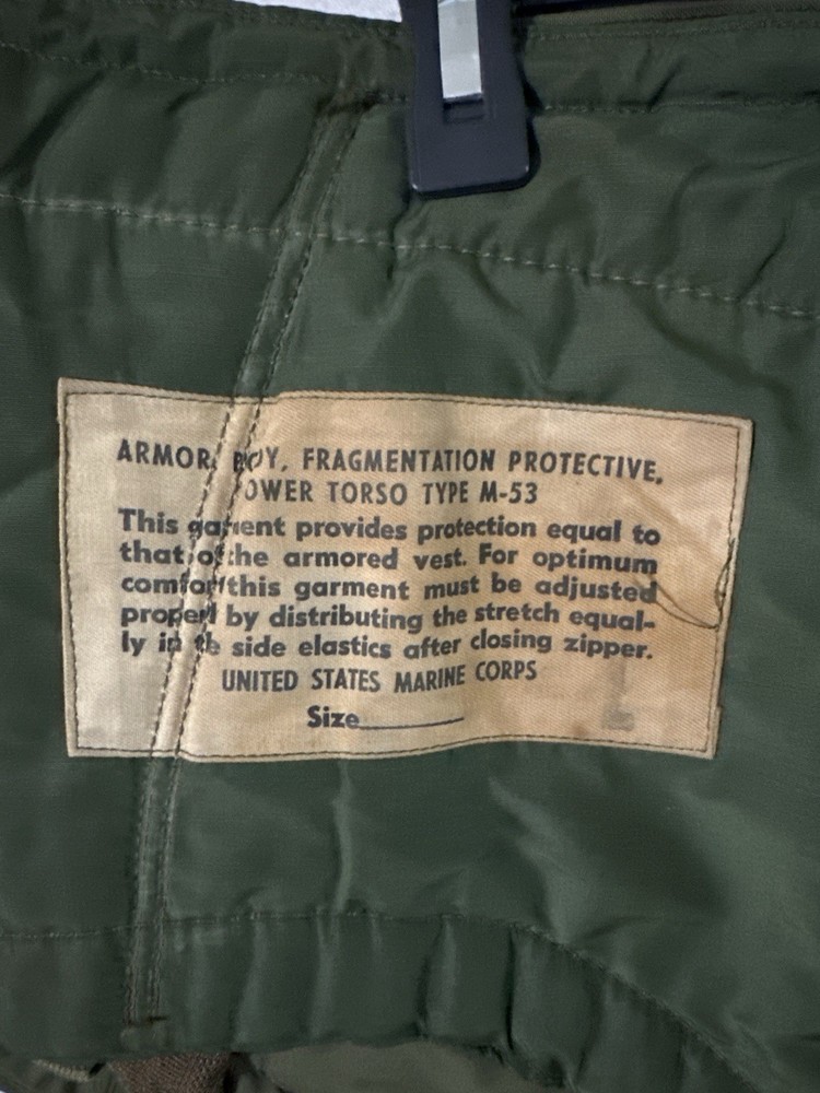 Vintage USMC M-53 Fragmentation Protective Lower Torso Panel Korean War