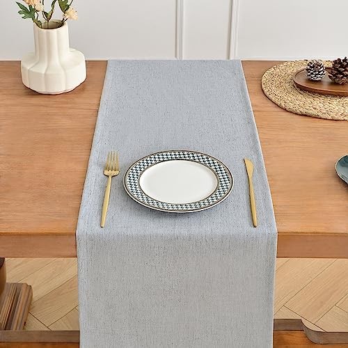 Linen Style Table Runner, Table Runners 90 13×90 Inch Silver Grey Chambray