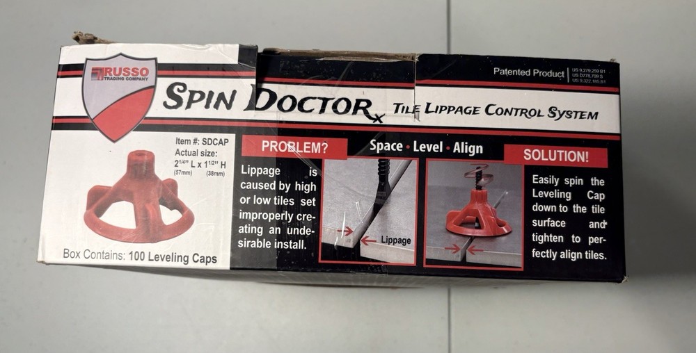 Spin Doctor Tile Lippage Control System Leveling Caps (Red) 100 Count Box