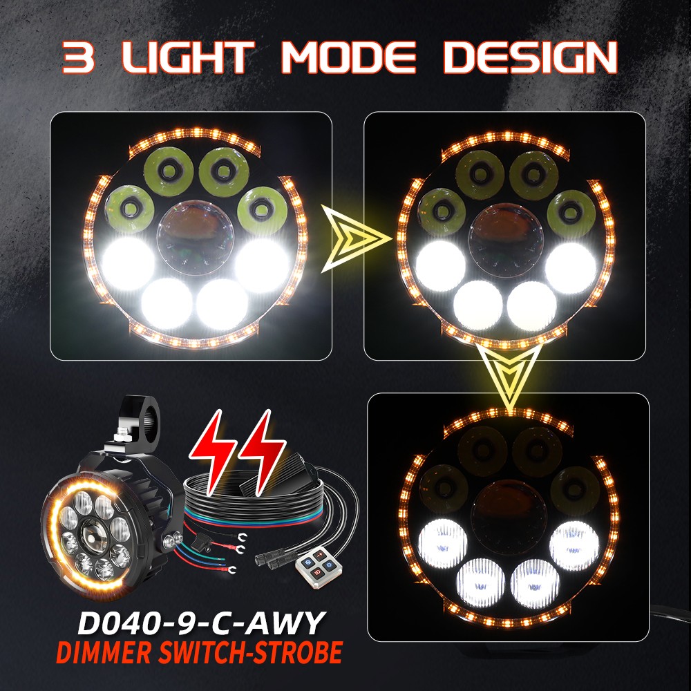 2x 4.5" LED Motorcycle Driving Lights White Amber DRL Fog Lamp Auxiliary Lights