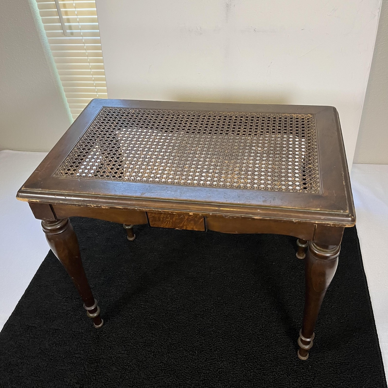 Vintage Estey Cane Top Wood Organ Piano Bench Table Owosso Michigan Brown Seat