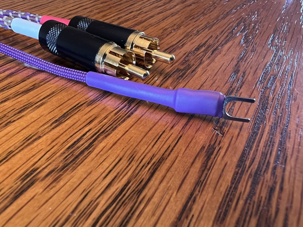 Audiophile Turntable Phono RCA Cables w/Ground Low Capacitance Interconnect 6 Ft