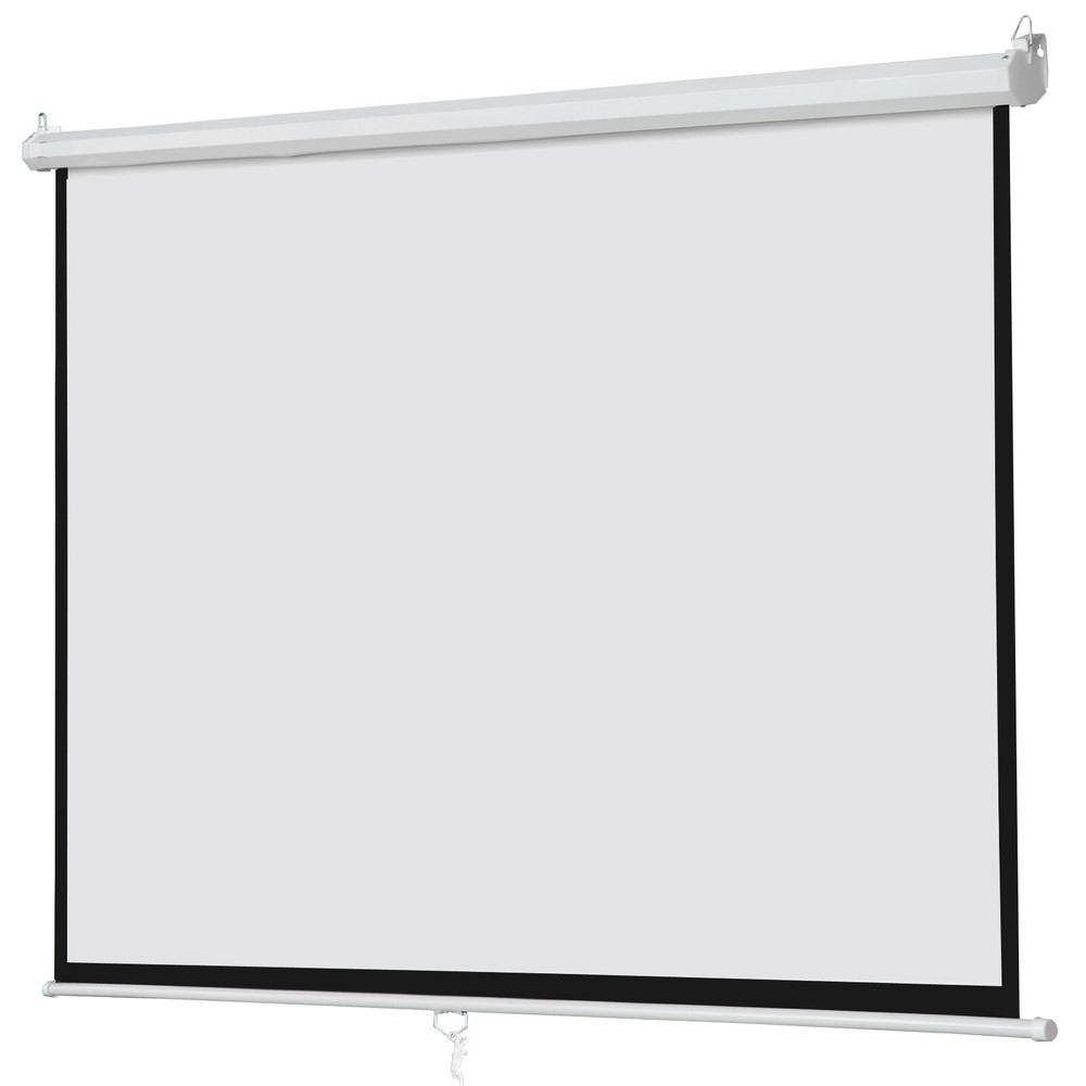 100" 16:9 Home Movie Manual Projection Screen Pull Down Projector Matte White