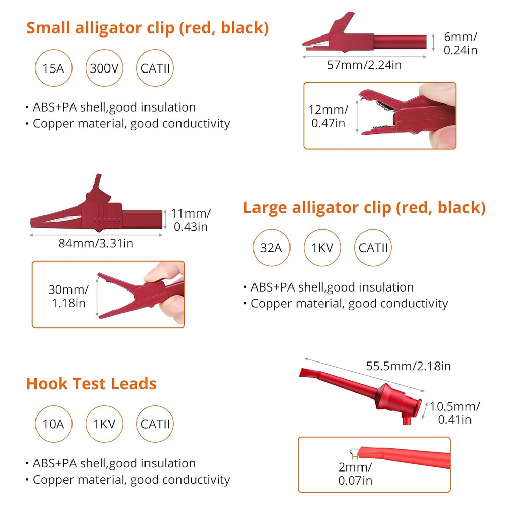Multimeter Test Leads Kit 26Pcs - Multi Testers Replacement Test Leads with A...