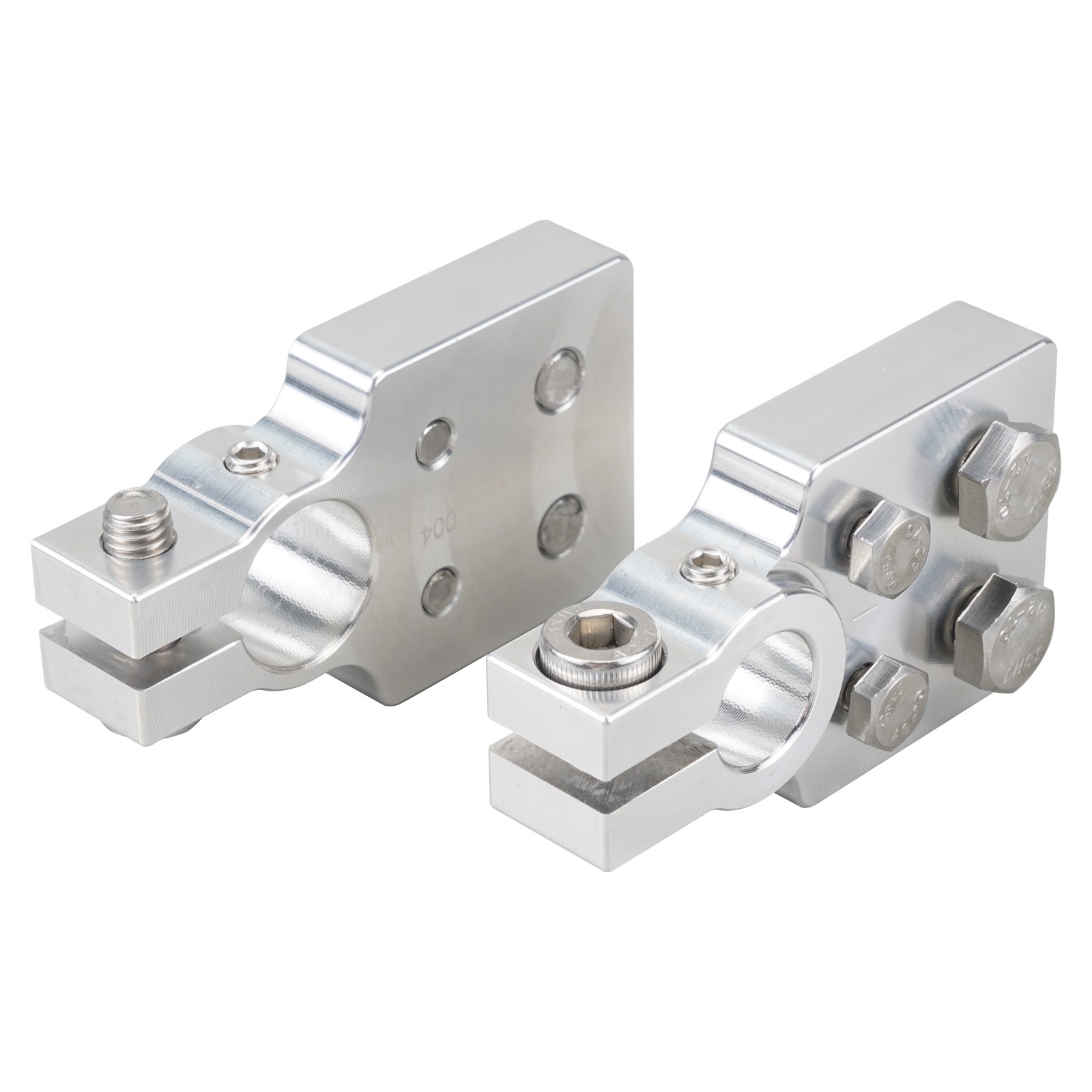 4 Spot Flat Lug Battery Terminal For SAE Top Post Clamp Car Audio Pair