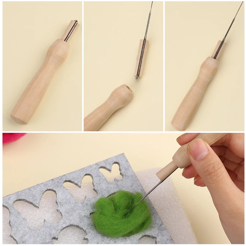 Needle Felting Kit Wool Pocked Triangular DIY Yarn 70PCS Needlework Tools Kits