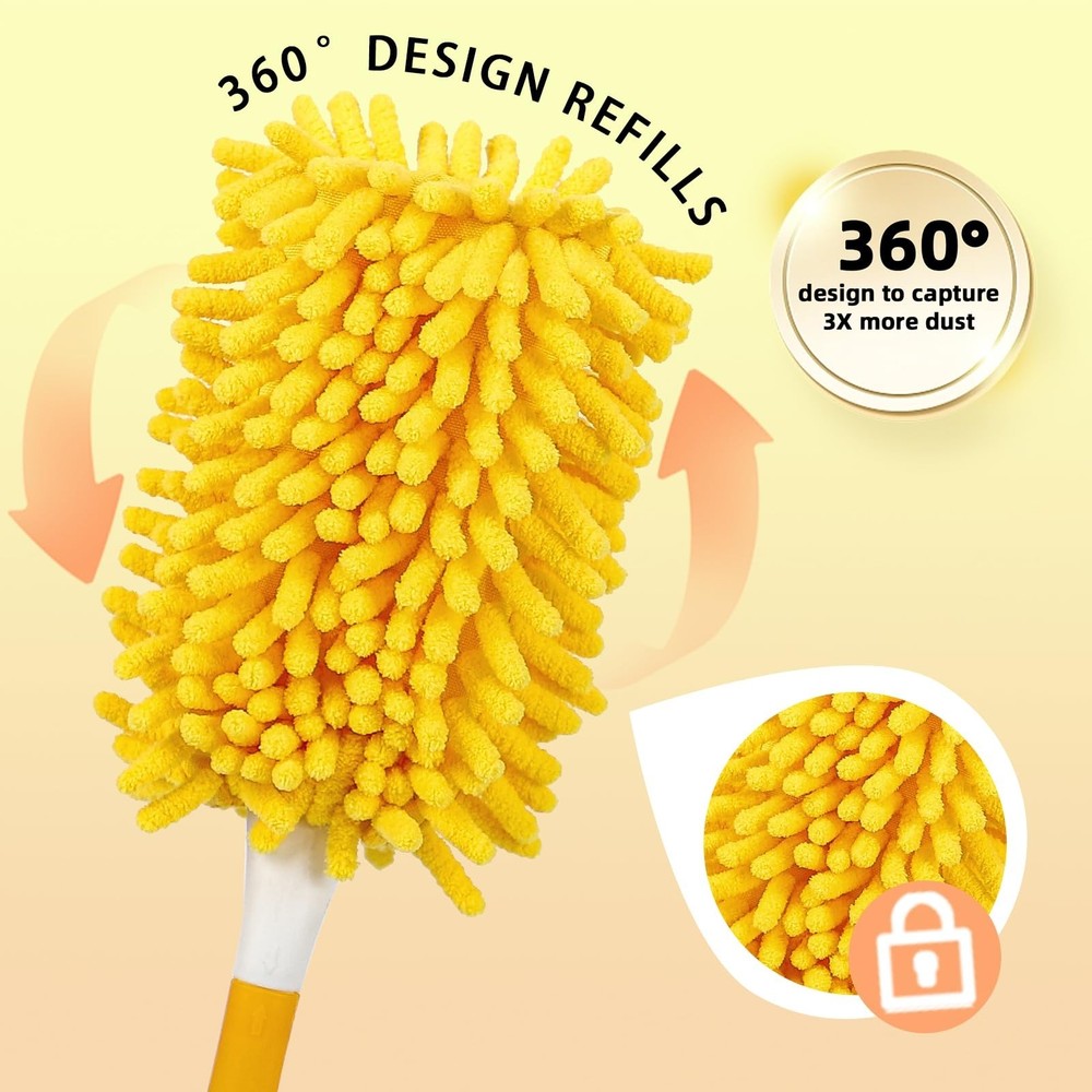 4-Pack Reusable Duster Refills Compatible with Swiffer Hand Duster Heavy Duty Mi