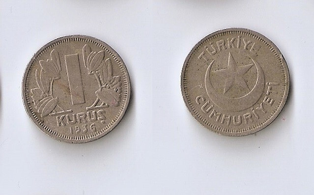Turkey 1 KURUS 1936 High grade!!!!