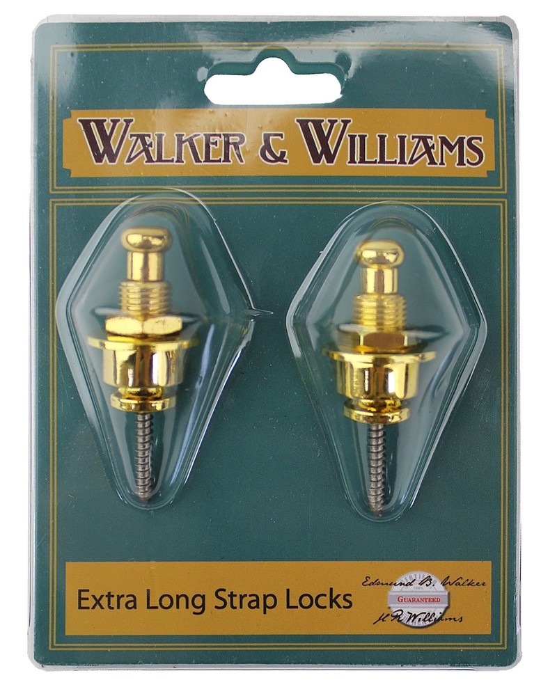 Walker & Williams XSL-2 Extra Long Deep Barrel Gold Strap Locks For Thick Straps