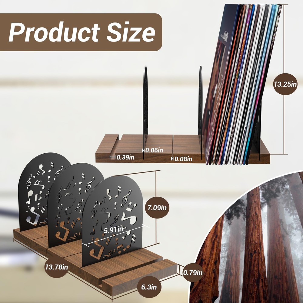 SouStoCol Vinyl Record Storage, Walnut Record Holder for 70-100 LP, Solid Pine W