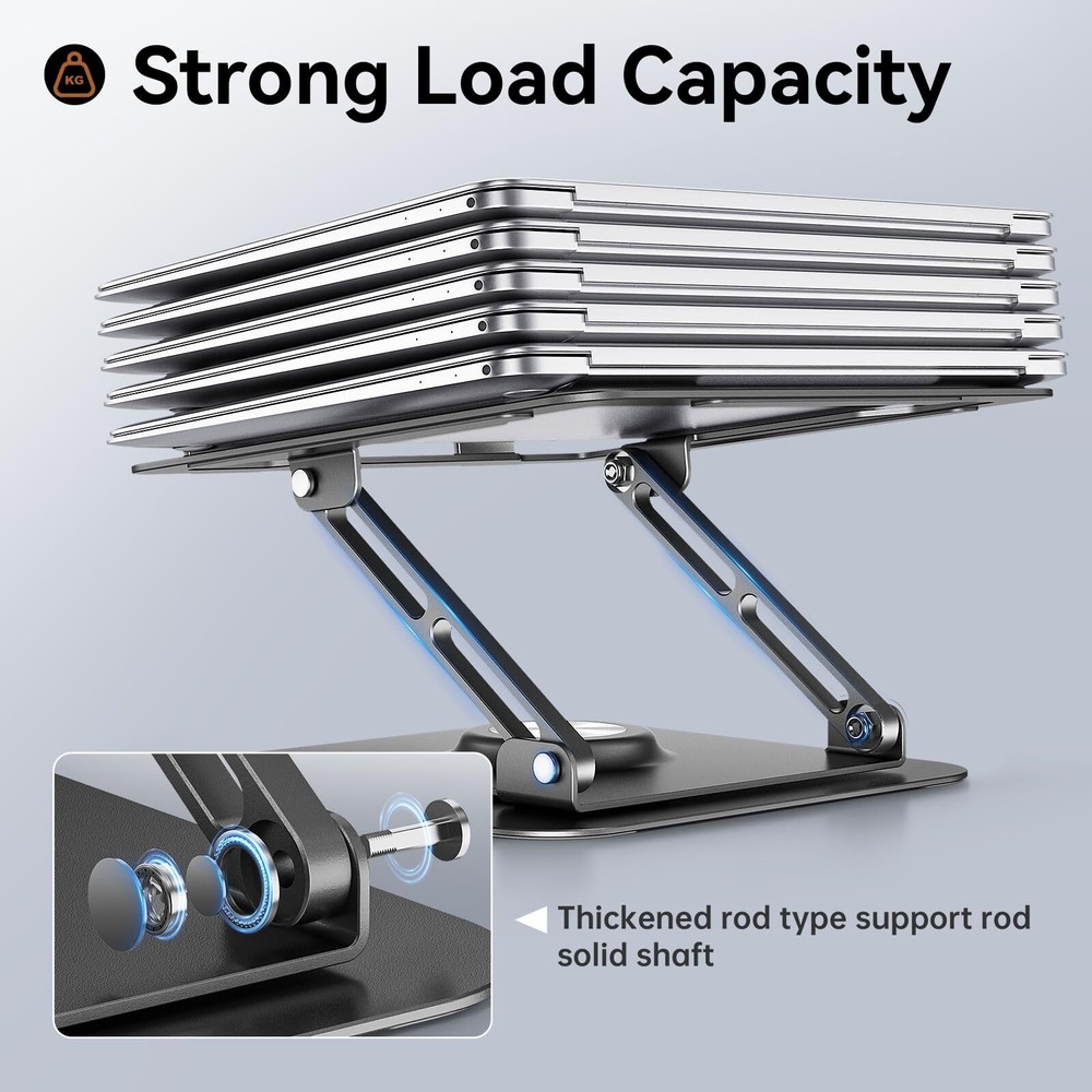 Laptop Stand for Desk Adjustable Computer Stand with 360° Rotating Base Ergon...