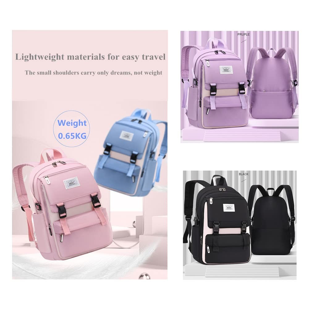 Kids Backpack Solid Color Girls Elementary Middle School Casual Daypack Light...