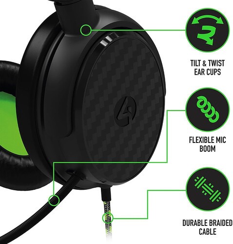 PC Accessory: Wired Headset - 4Gamers C6-100 - Black & Green: Compatible with PC