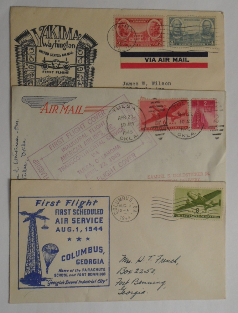 USA 1944 1945 & 1987 3 ( THREE ) DIFFERENT FIRST FLIGHT AIR SERVICE COVER