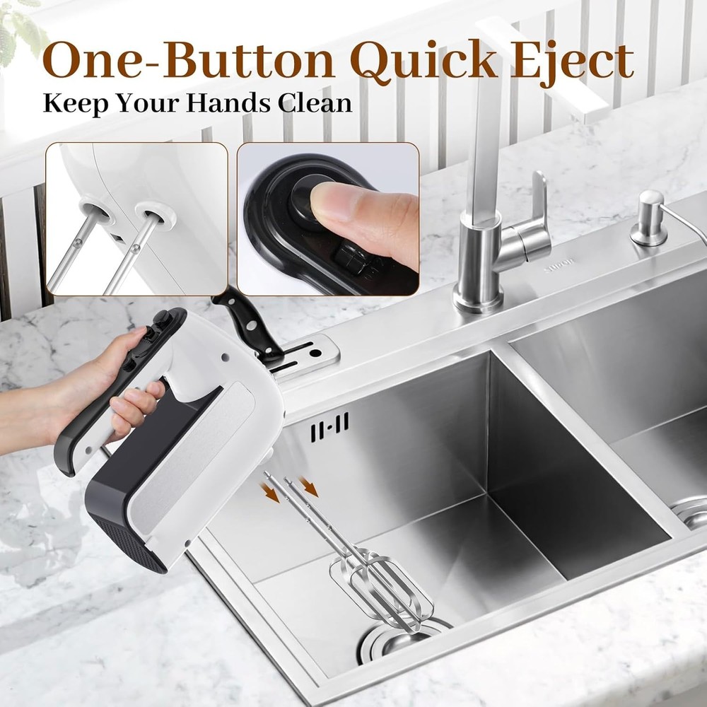 5-Speed Handheld Mixer for Baking & Cooking - White