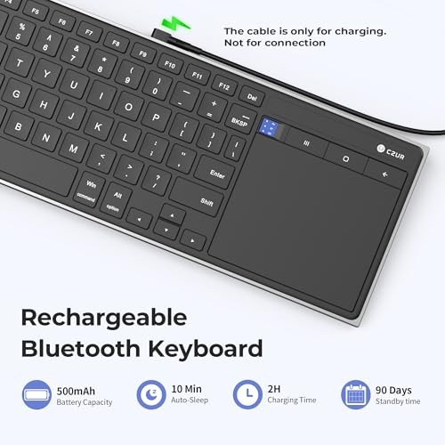 Portable Computer Keyboard with Trackpad, Rechargeable Bluetooth Keyboard S