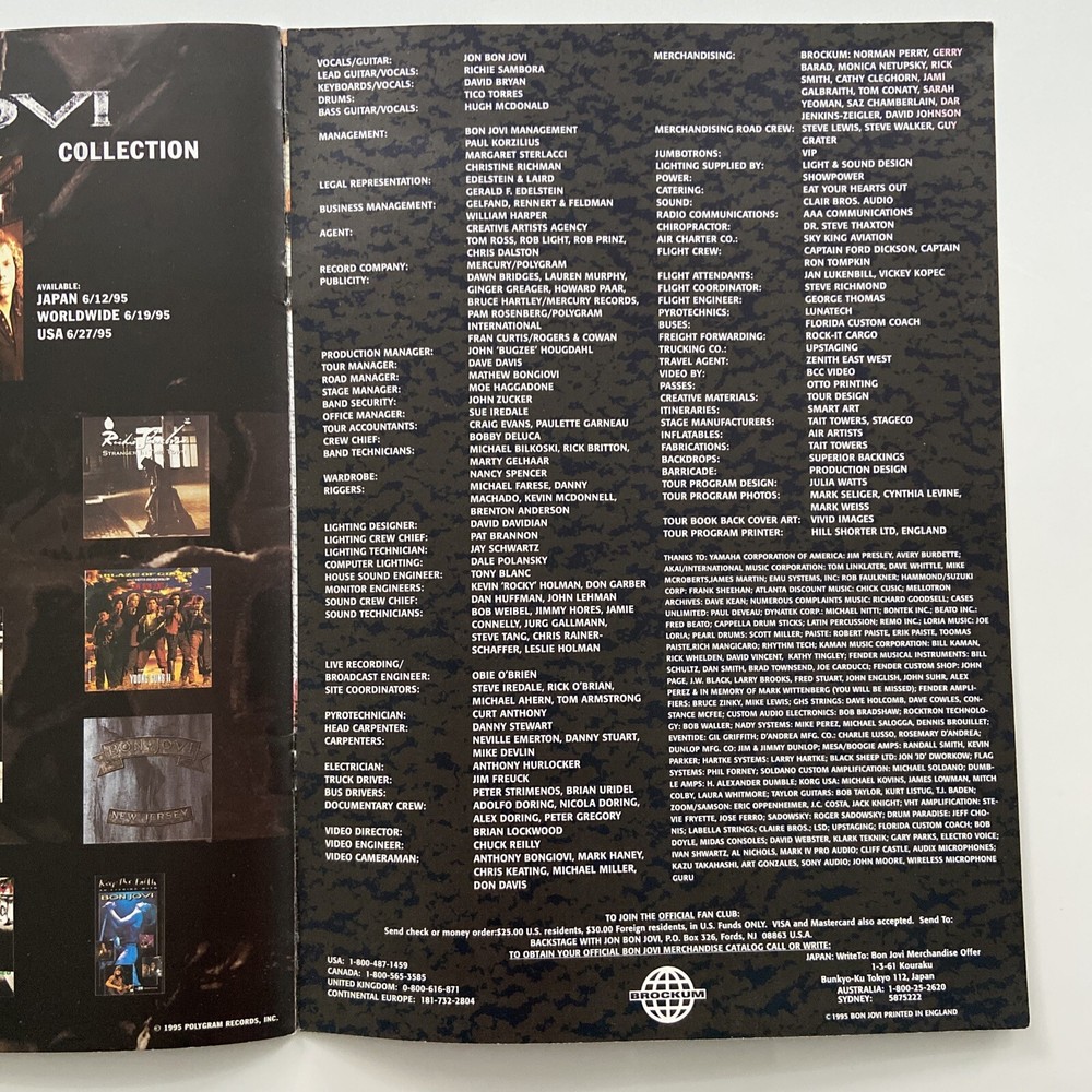 Bon Jovi Signed These Days 1995 Concert Program