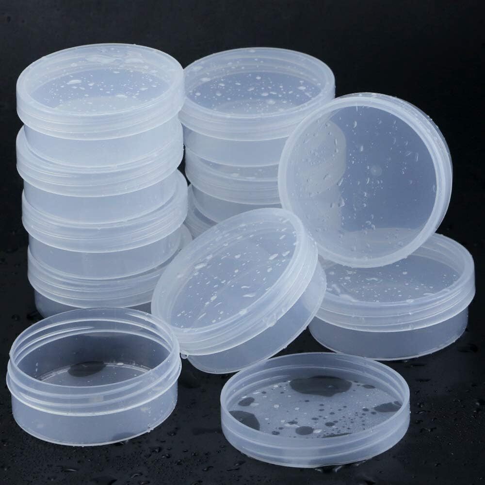 Amersumer 20Pack Round Clear Frosted Plastic Bead Storage Containers