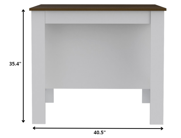 White and Brown 41" Kitchen Island With Storage