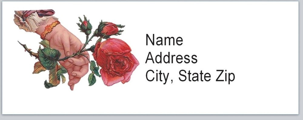 Personalized Address Labels Victorian hand & Roses  (bx 540)