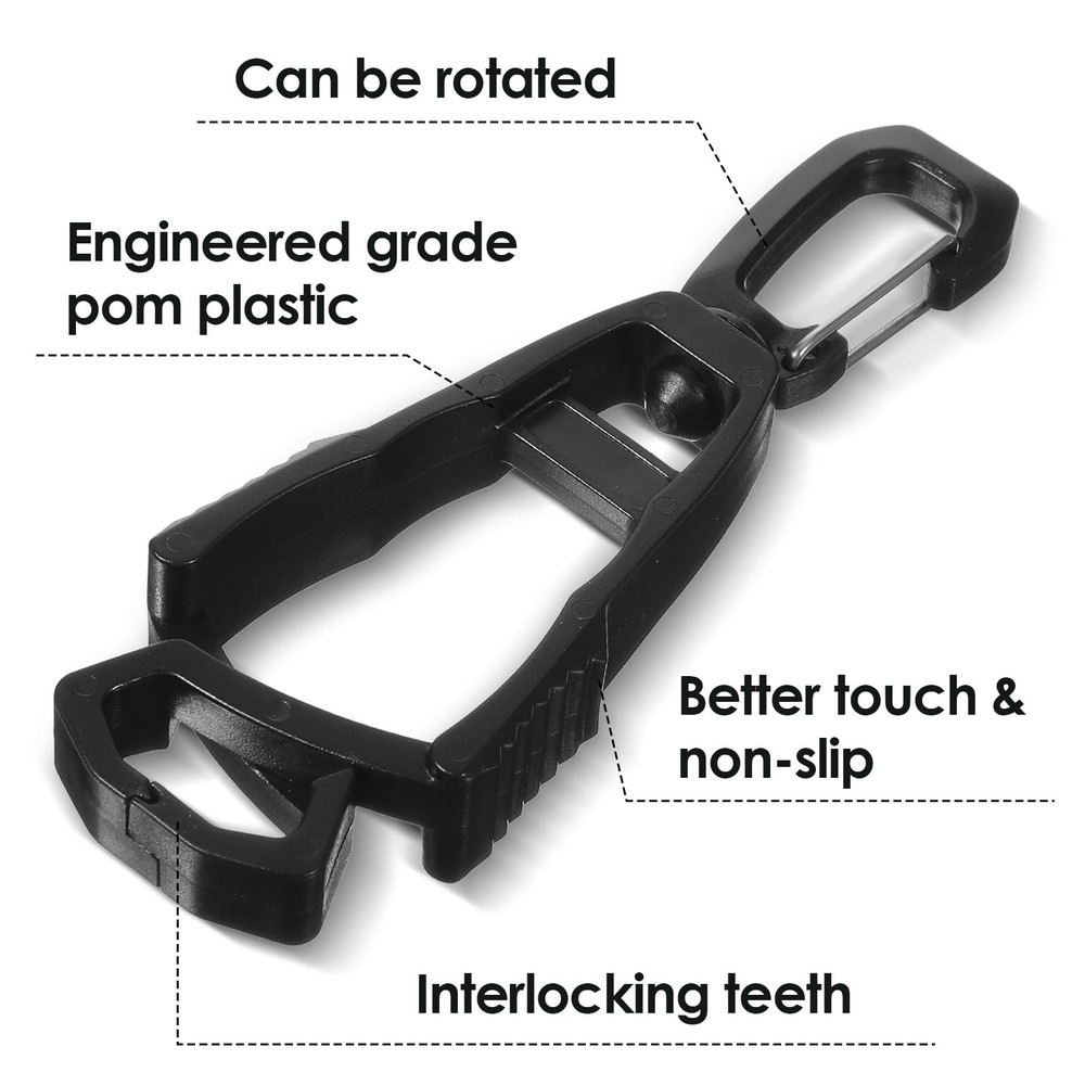LIQWEI 5 Pcs Glove Clips for Work, Holder Clip Work Medium, Black