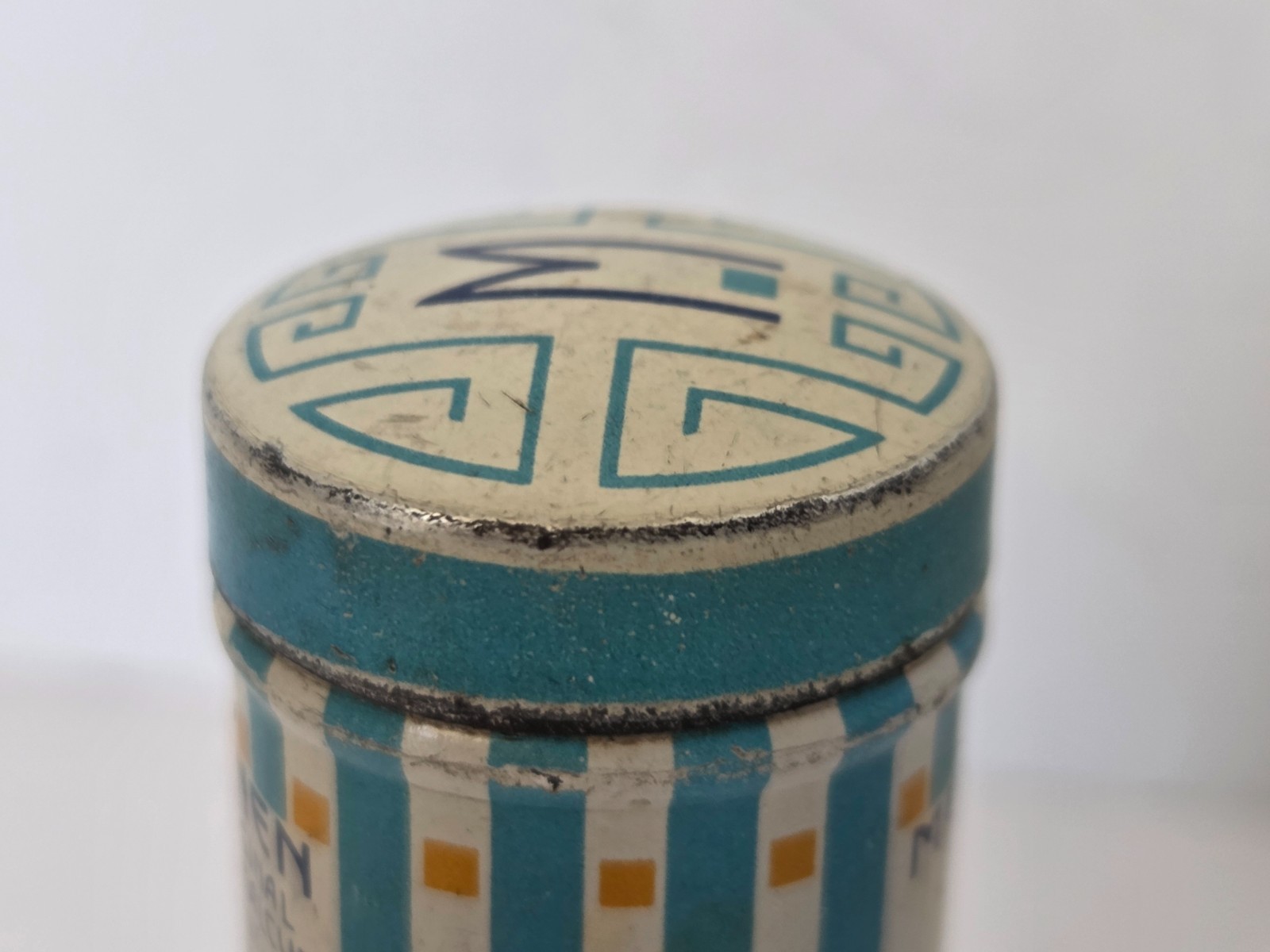 Vintage Mennen Borated Talcum Tin Baby Powder USA Sample Size Advertising Empty