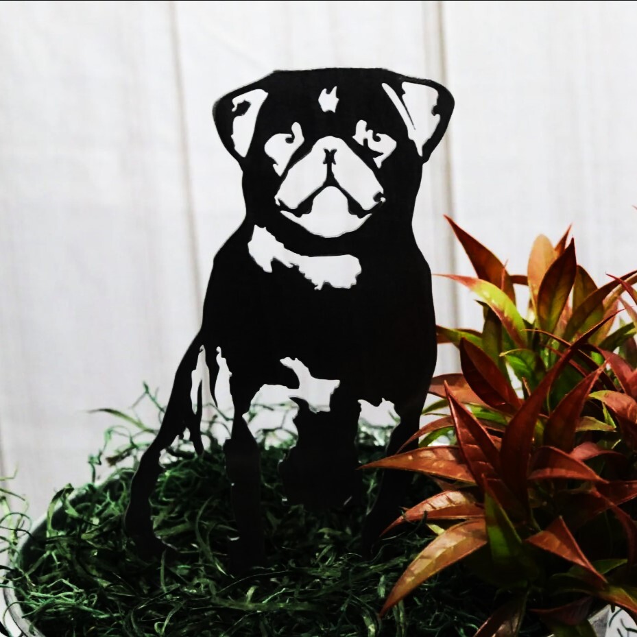 Pug Black Metal Dog Silhouette