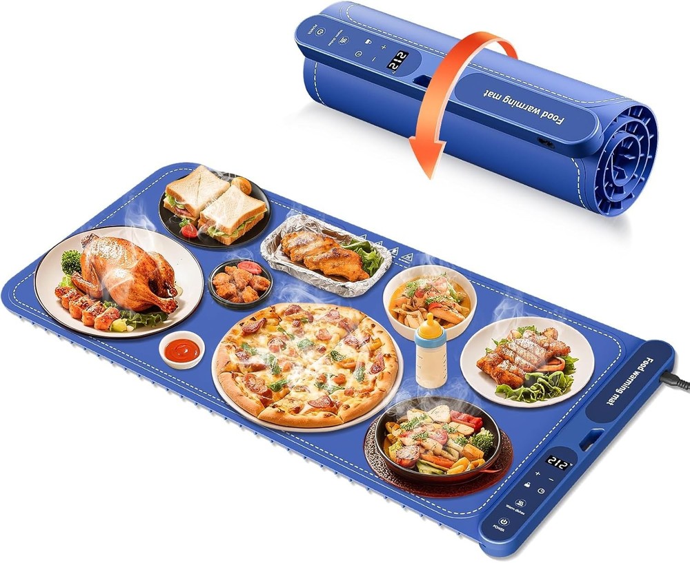 Warming Mat for Food with Adjustable Temperature, Fast Full Surface Heating Sili