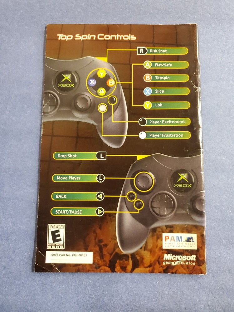 TOP SPIN 2004 Xbox Game (Manual Only) Original