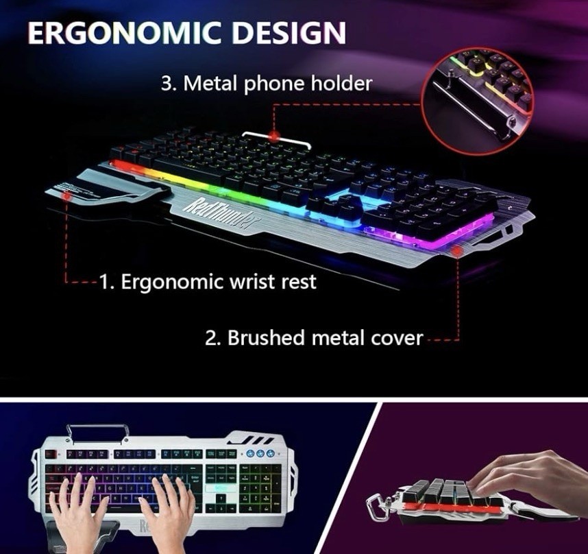 RedThunder K-900 Wired Semi-Mechanical Version Gaming Keyboard Metal Frame Win