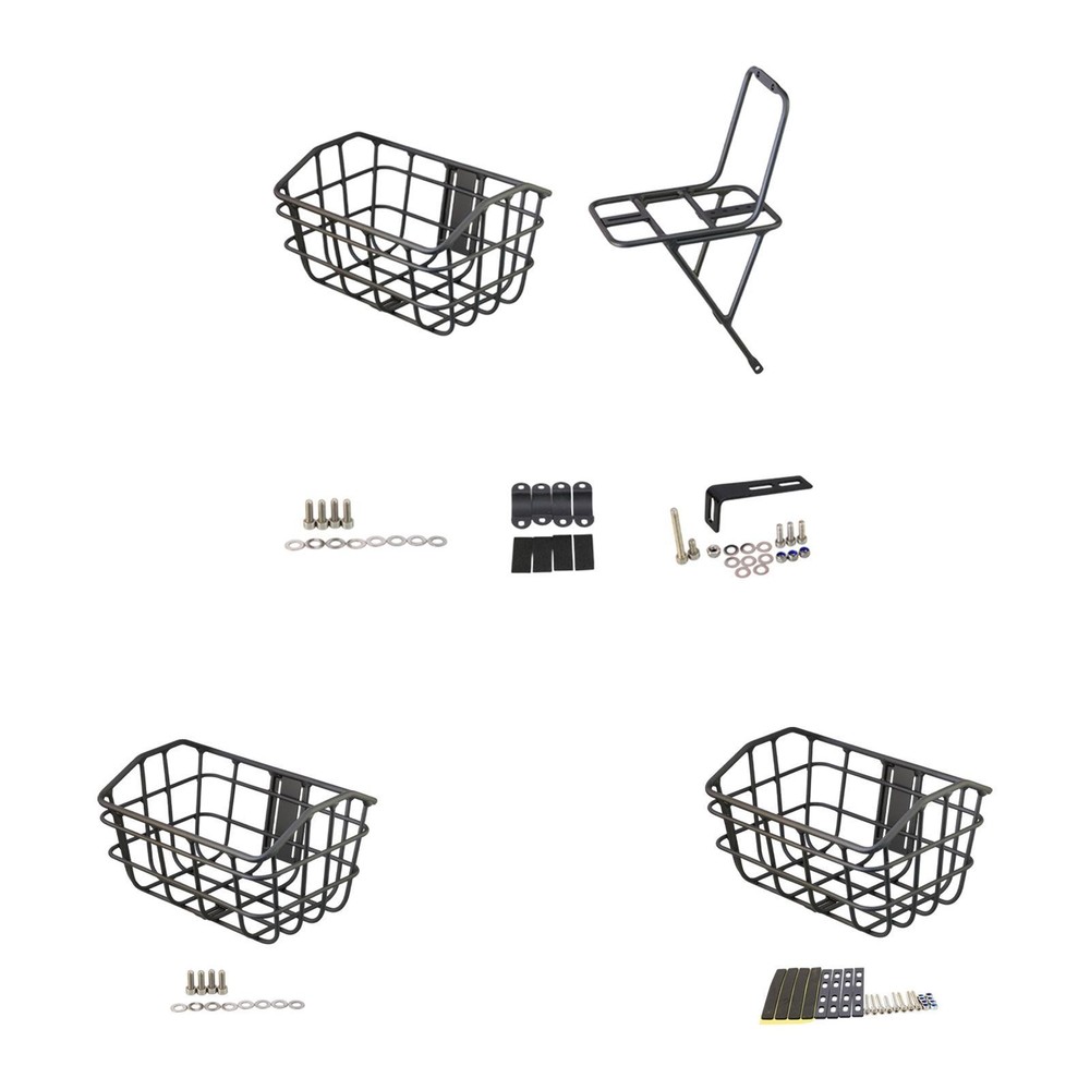 Bicycle Storage Basket Black Front Sturdy Convenient Assemble Cargo Container