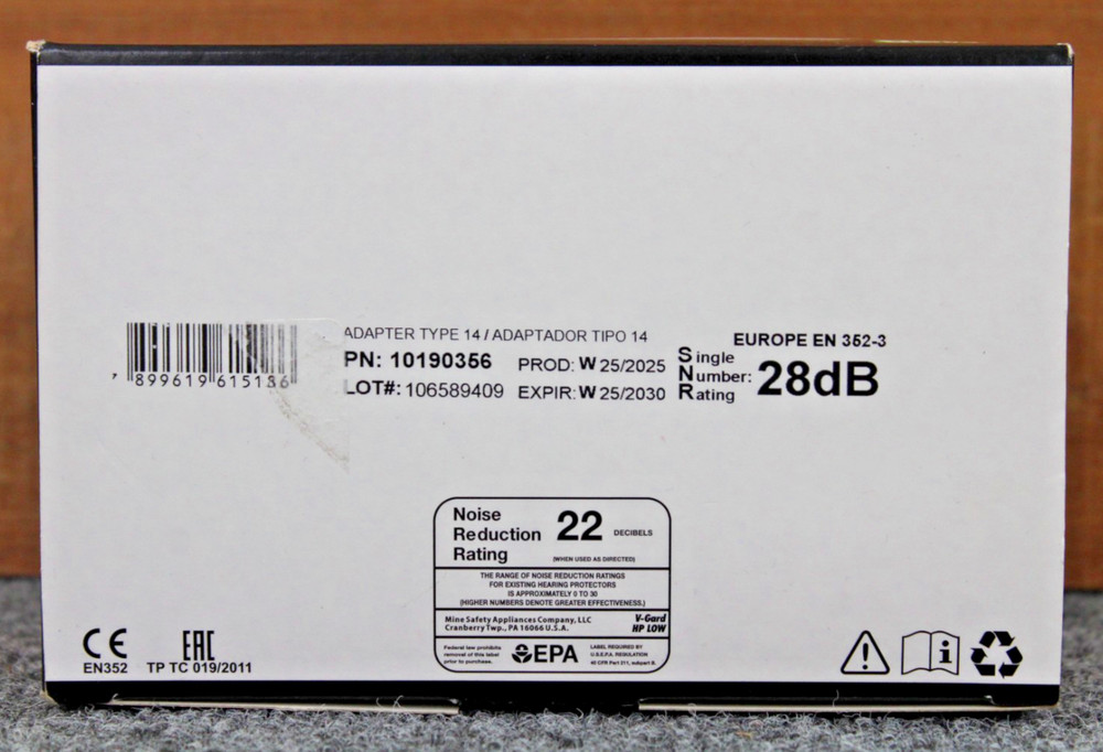 MSA Safety V-Gard Cap-Mounted Hearing Protection, Low E (New)