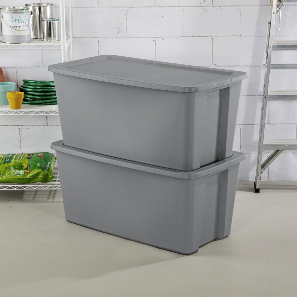 Extra Large Storage Bin 50 Gallon Durable Plastic Storage Tote W/ Snap-On Lid