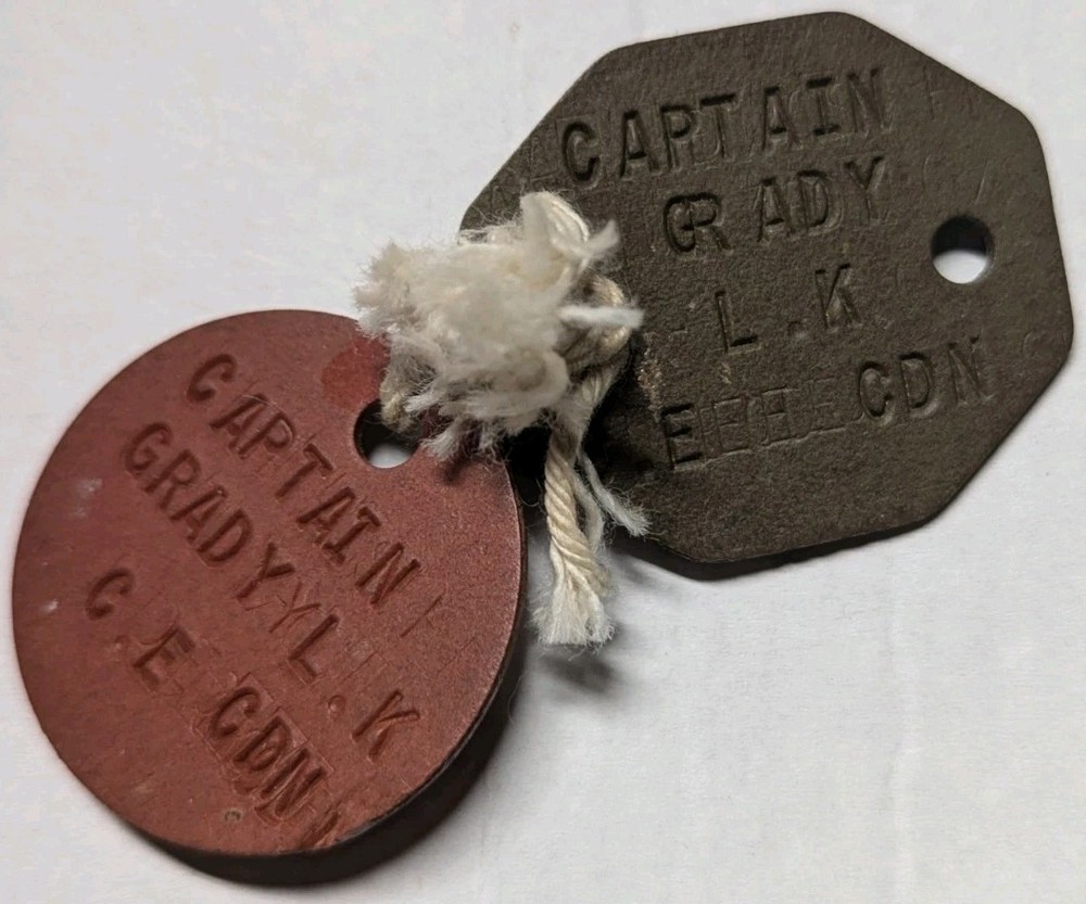 WW2 Canadian Dog Tag Pair - Captsain Grady L.K C.E CDN XB