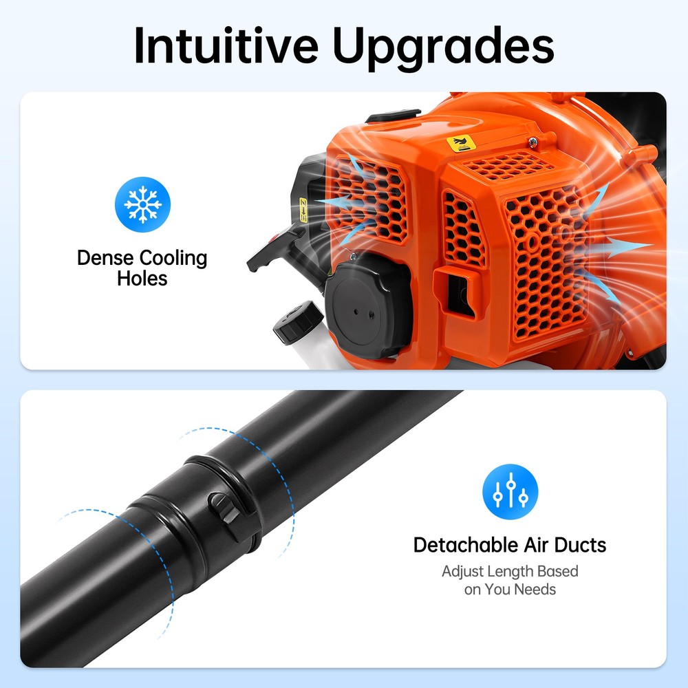 Upgraded 63CC 2-Stroke Backpack Leaf Blower With Adjustable Air Volume