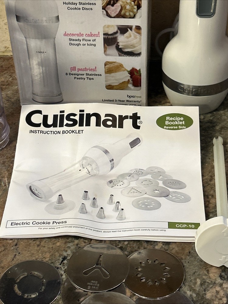 Cuisinart Electric Cookie Press Set CCP-10, White, Plastic, Easy Clean