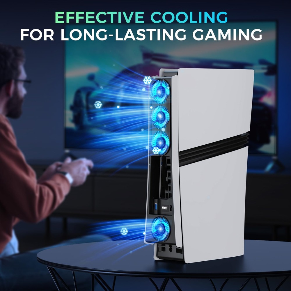 Cooling Fan for PS5 Pro, Efficient Cooler with Adjustable Speed/LED BLACK