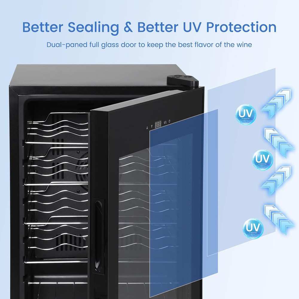 Wine Cooler Refrigerator - Freestanding Compressor Wine Chiller with Digital Tem