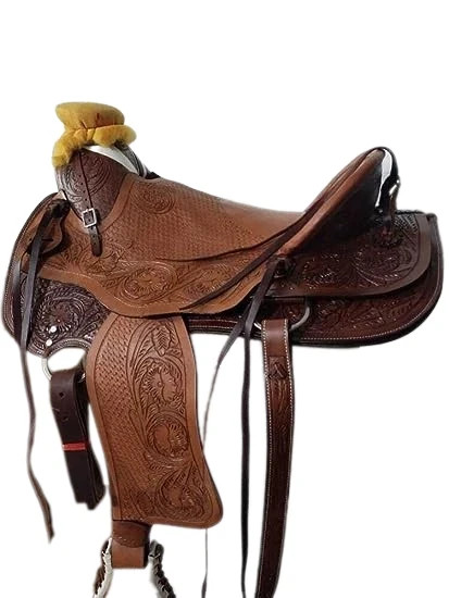 Premium Leather Wade Western Roping Ranch Tack Saddle Set 14".