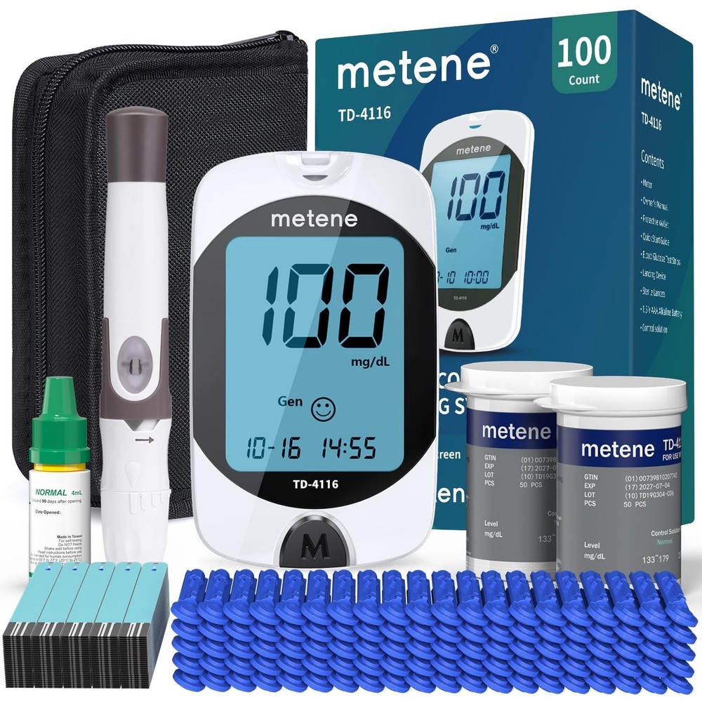 Advanced TD-4116 Diabetes Testing Kit with Easy-Large Display and 100 Lancets