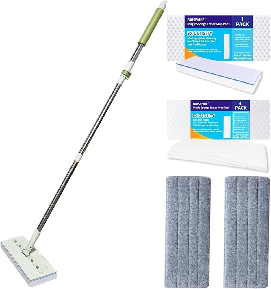 Magic Sponge Eraser Mop, 60" 60” Mop with 13" Mop-head, Set