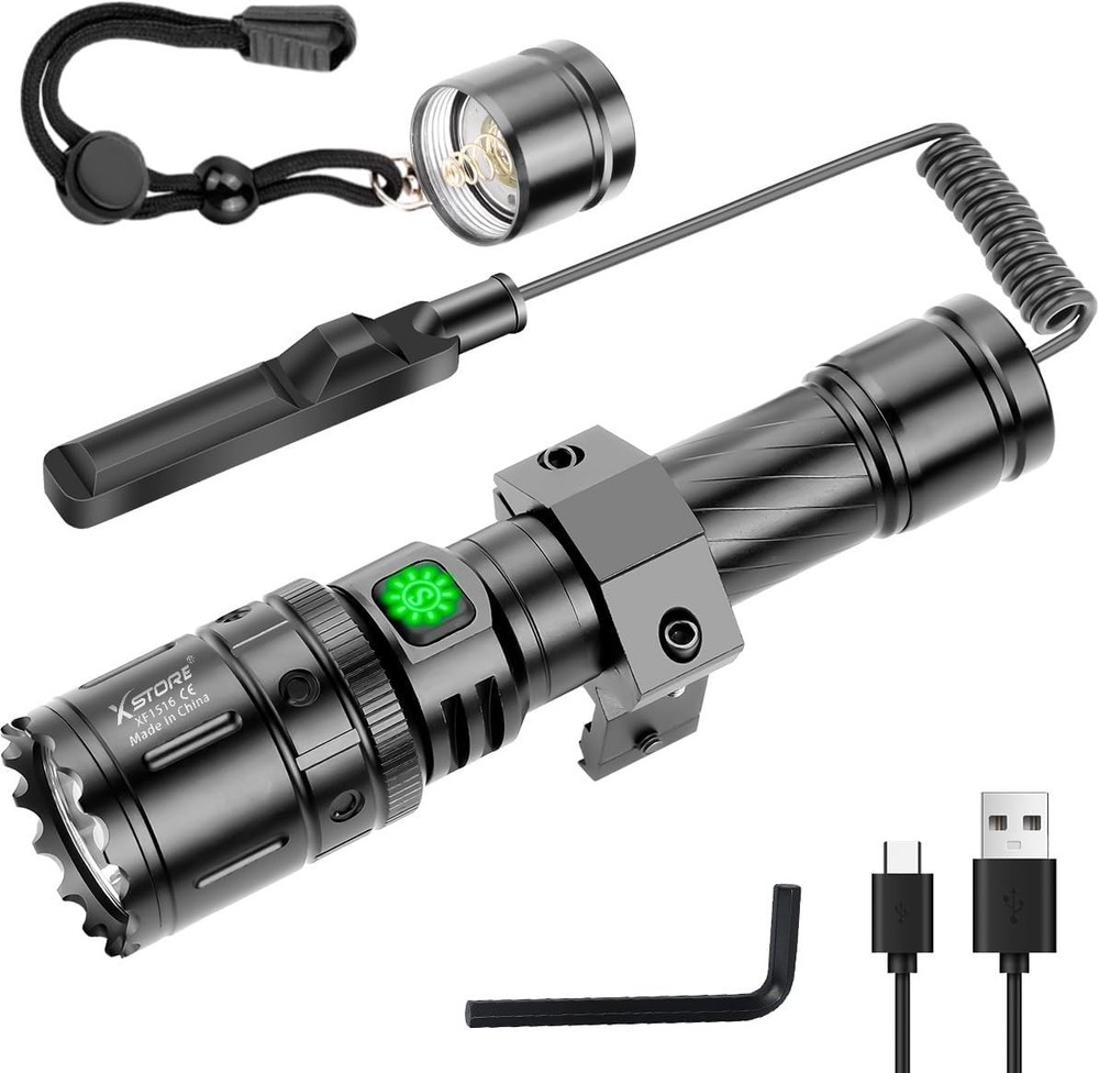Airsoft Picatinny Rail Flashlight - USB Rechargeable, 5 Modes with Remote Pre...