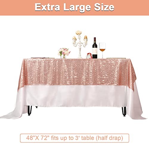 Sequin Tablecloth Rectangular 48"x72" Table 72" x 48" (Rectangular) Rose Gold